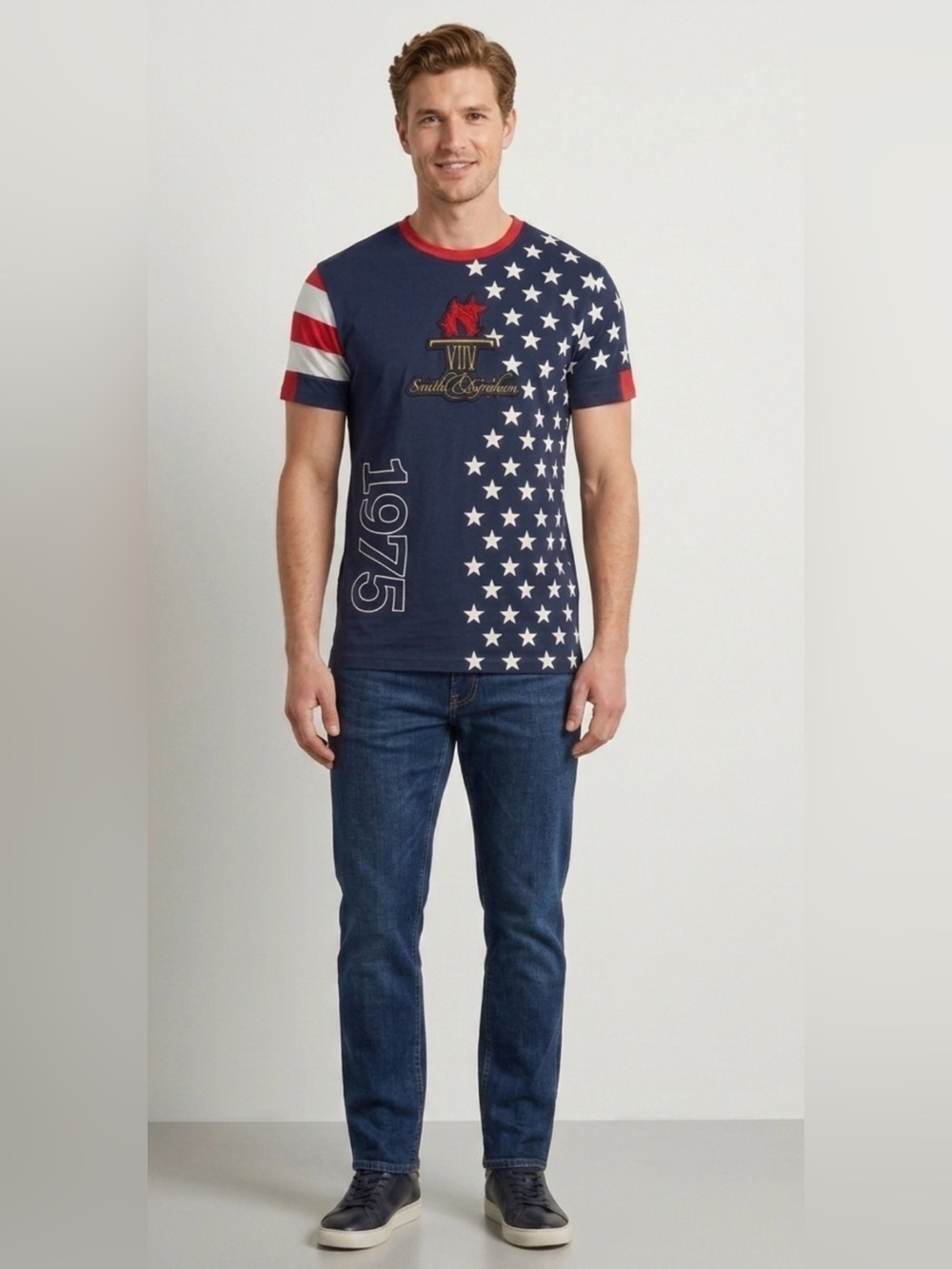 Smith & Graham Mens XL American Flag Patriotic Graphic T-Shirt 1975